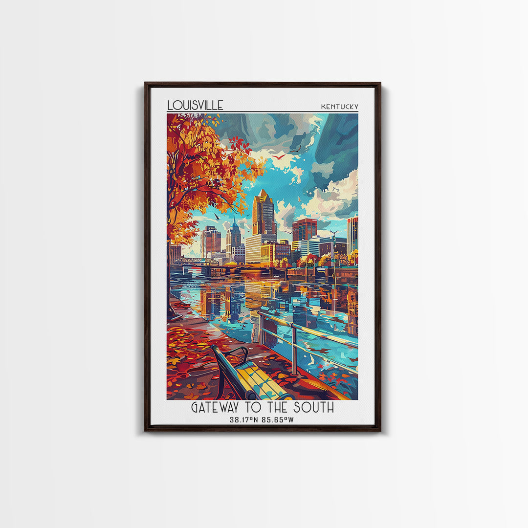 Louisville Travel Poster, Canvas Print, Travel Prints, Landscape Art, Travel Wall Decor, Art Print, Mid Century Wall Art, Home Decor