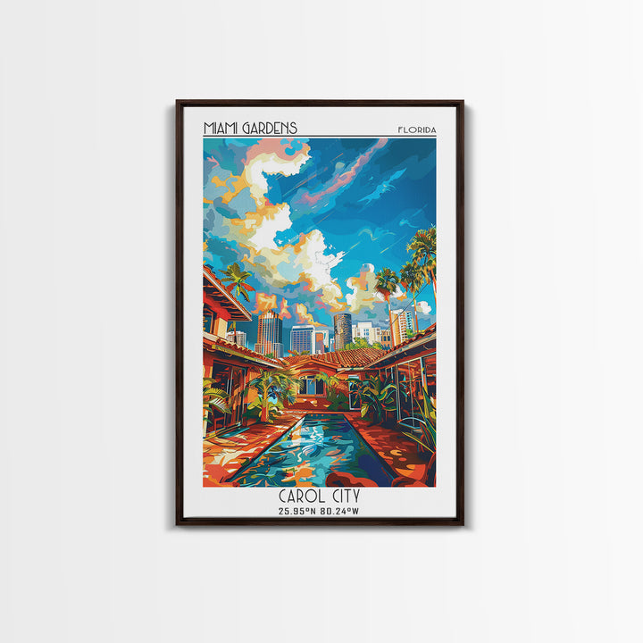 Miami Gardens Travel Poster, Canvas Print, Travel Art Print, Modern Wall Decor, Landscape Art, Wanderlust Gift, Living Room Wall Art