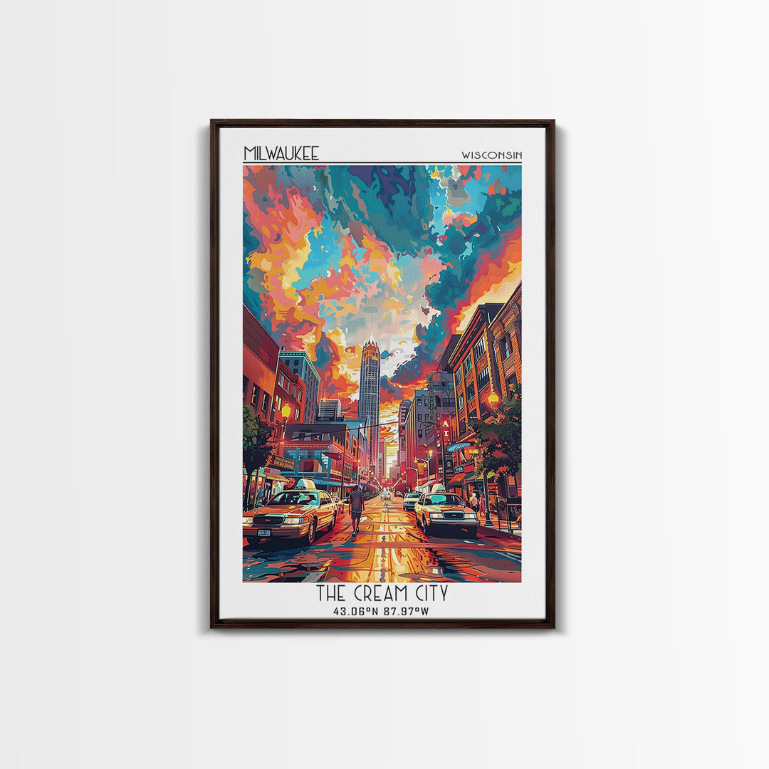 Milwaukee Travel Poster, Canvas Print, Retro Wall Art, Travel Print, Modern Wall Decor, Poster Art, Poster Print, City Travel Poster