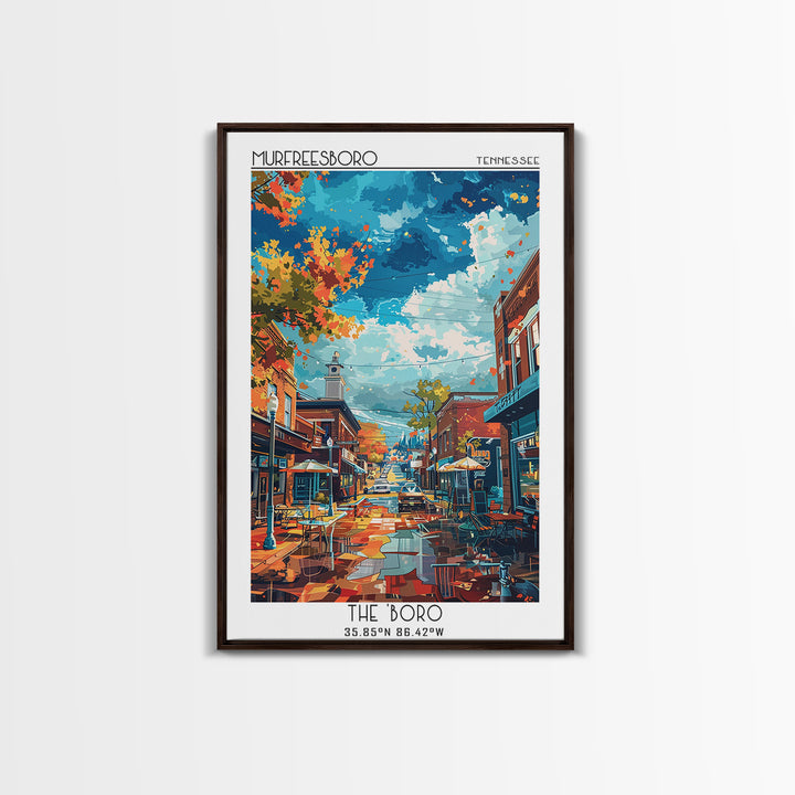 Murfreesboro Travel Poster, Framed Canvas Print, Travel Art Print, Modern Wall Decor, Art Print, City Wall Art, Living Room Wall Art