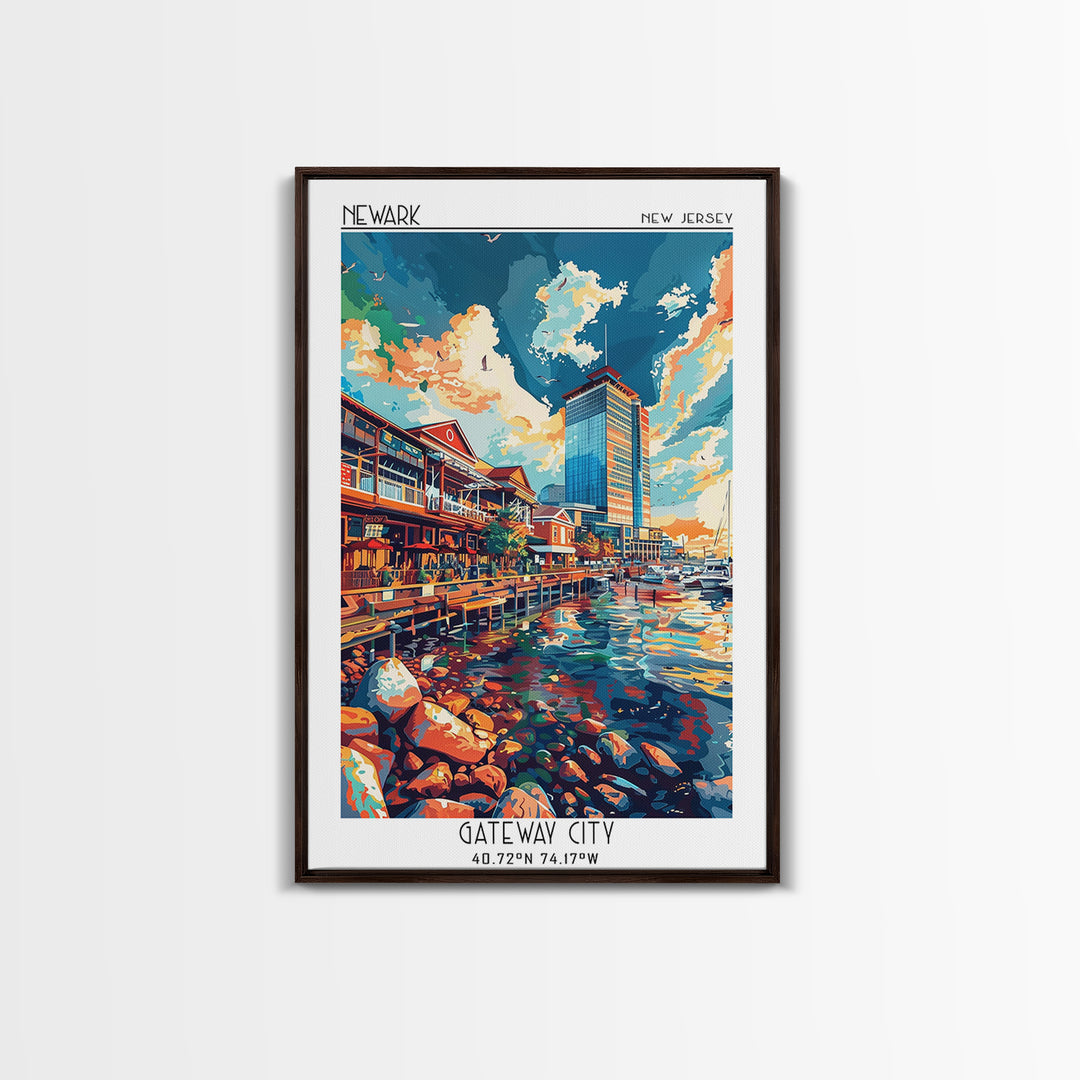 Newport News Travel Poster, Framed Canvas Print, Retro Travel Poster, City Wall Art, Travel Prints, City Art Print, Travel Art Print