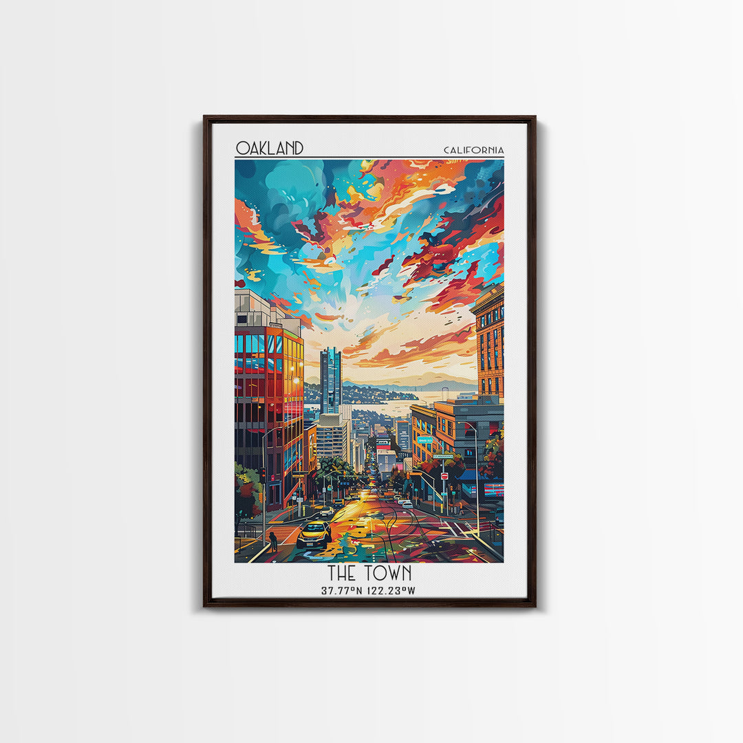 Oakland Travel Poster, Framed Canvas Print, City Art Print, Travel Wall Art, Vintage Travel Art, Living Room Wall Art, Travel Prints