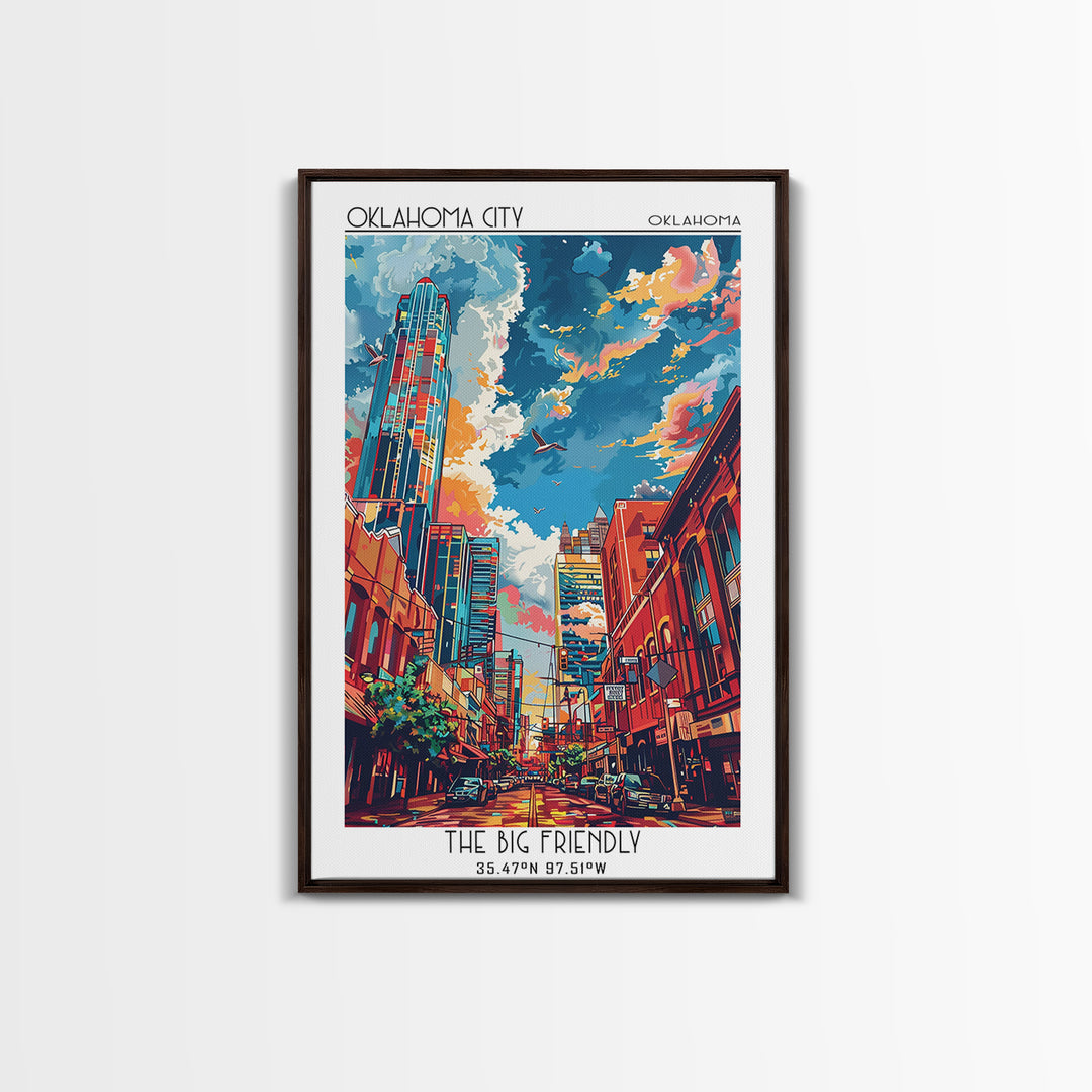 Oklahoma City Travel Poster, Framed Canvas Print, City Travel Poster, Vintage City Poster, Wall Art, Travel Art Print, City Wall Art