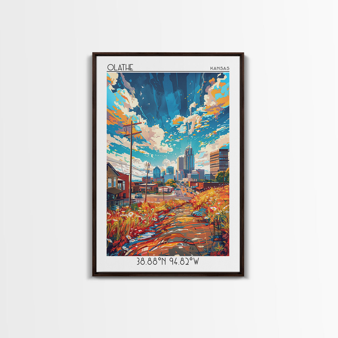 Olathe Travel Poster, Framed Canvas Print, Travel Wall Art, City Wall Art, Retro Travel Poster, Vintage Travel, Mid Century Wall Art
