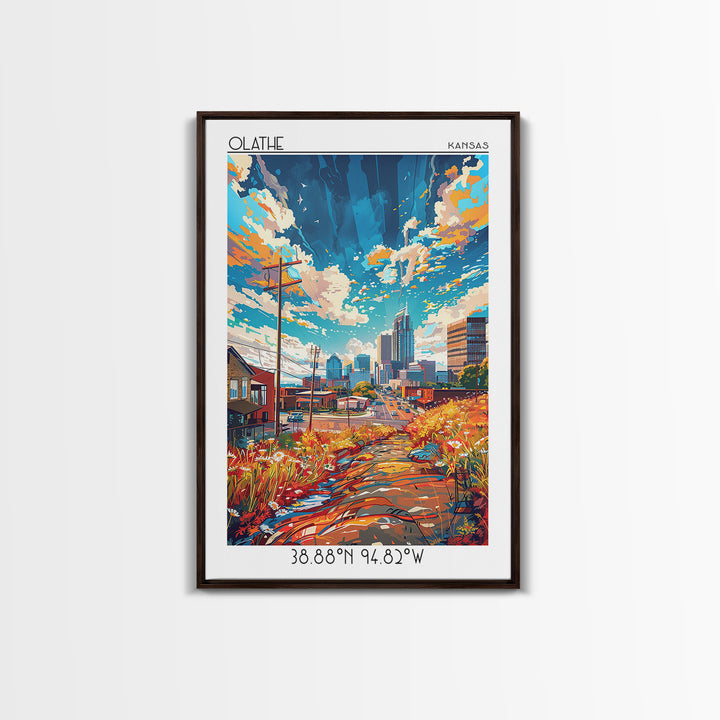 Olathe Travel Poster, Framed Canvas Print, Travel Wall Art, City Wall Art, Retro Travel Poster, Vintage Travel, Mid Century Wall Art