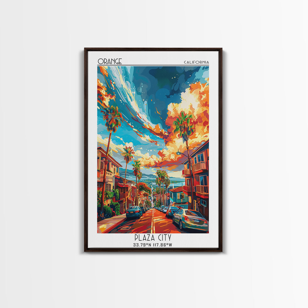 Orange Travel Poster, Canvas Print, Travel Prints, Landscape Art, Gallery Wall Set, Travel Posters, Travel Print, City Travel Poster