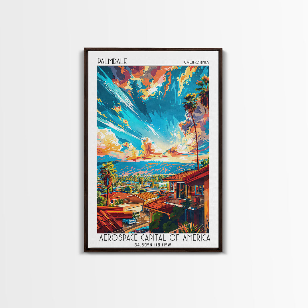 Palmdale Travel Poster, Framed Canvas Print, City Travel Poster, Travel Wall Art, Landscape Art, Retro Travel Print, Vintage Posters