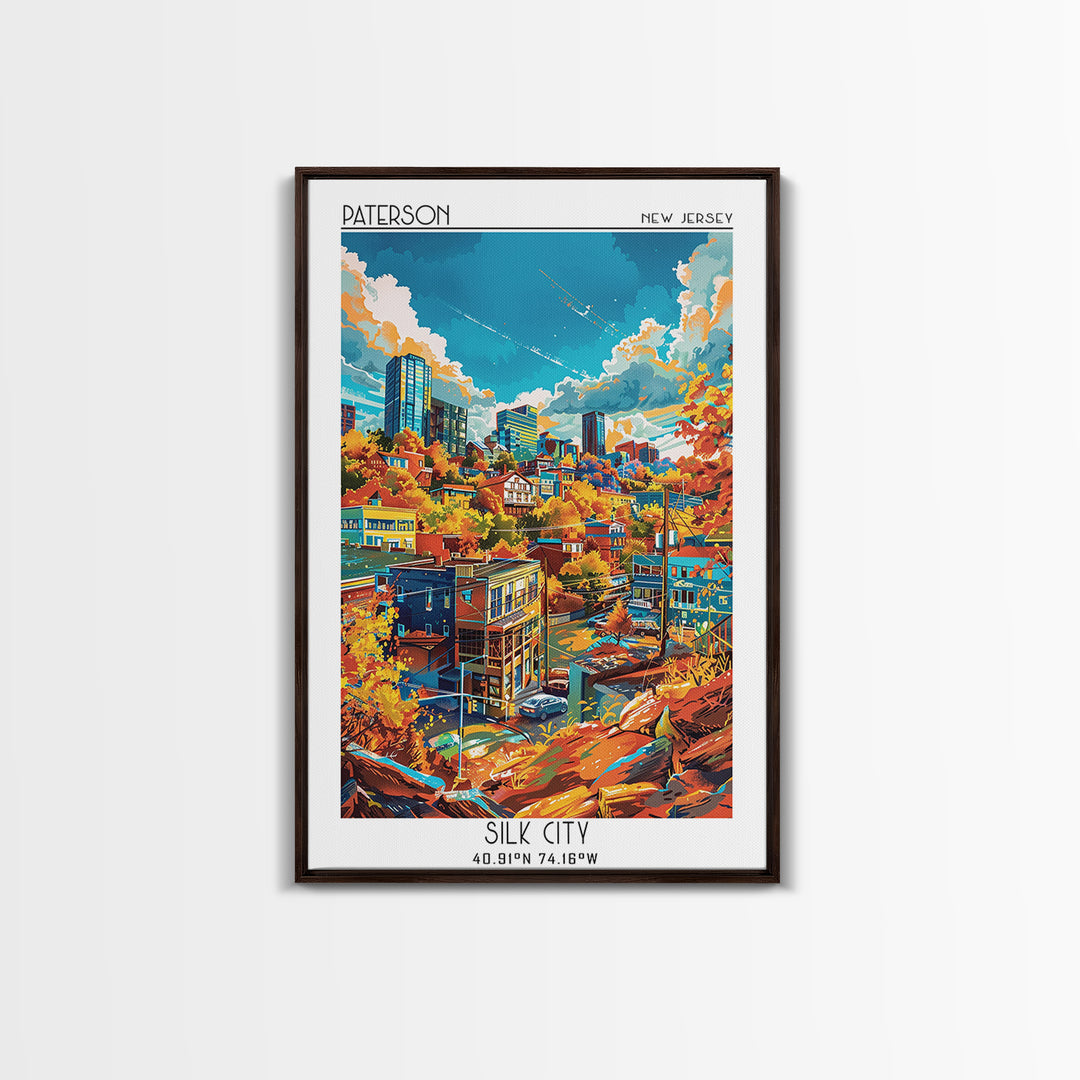 Paterson Travel Poster, Framed Canvas Print, Travel Prints, Landscape Art, City Art Print, Living Room Wall Art, Retro Travel Poster
