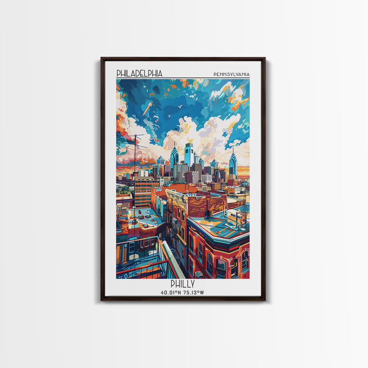 Philadelphia Travel Poster, Framed Canvas Print, City Travel Poster, Travel Wall Decor, Travel Prints, City Wall Art, City Art Print