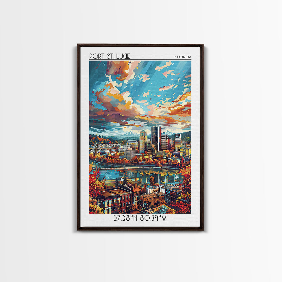 Portland Travel Poster, Framed Canvas Print, City Travel Poster, Vintage City Poster, Travel Wall Art, Vintage Posters, Travel Print