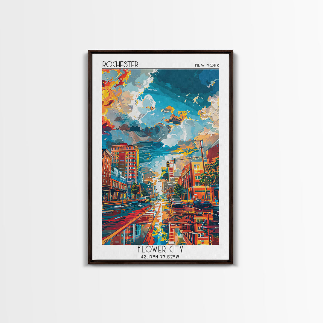 Rochester Travel Poster, Canvas Print, Retro Wall Art, Travel Print, Travel Art Print, Fine Art Print, Art Print, City Travel Poster