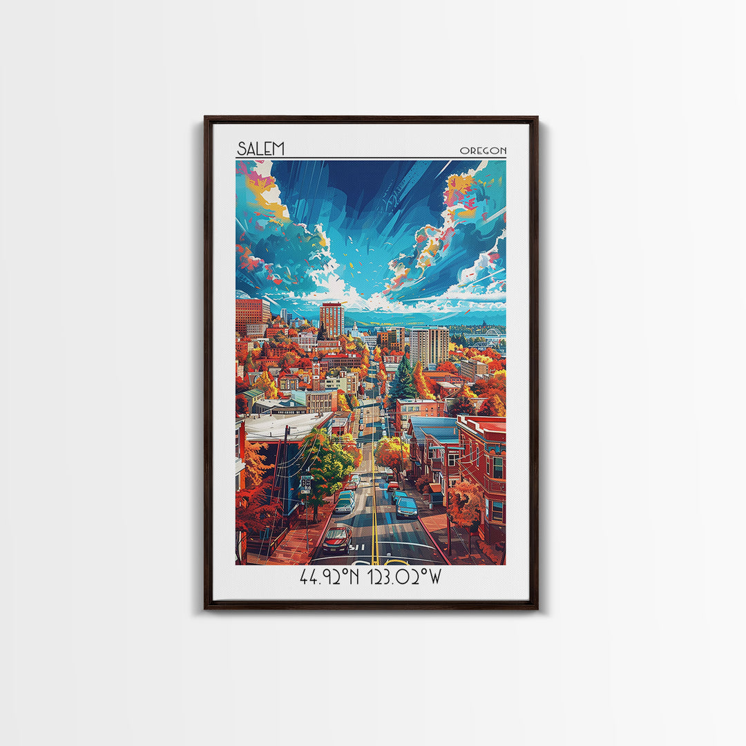 Salem Travel Poster, Framed Canvas Print, City Travel Poster, Travel Wall Decor, Fine Art Print, Travel Art Print, Home Office Decor