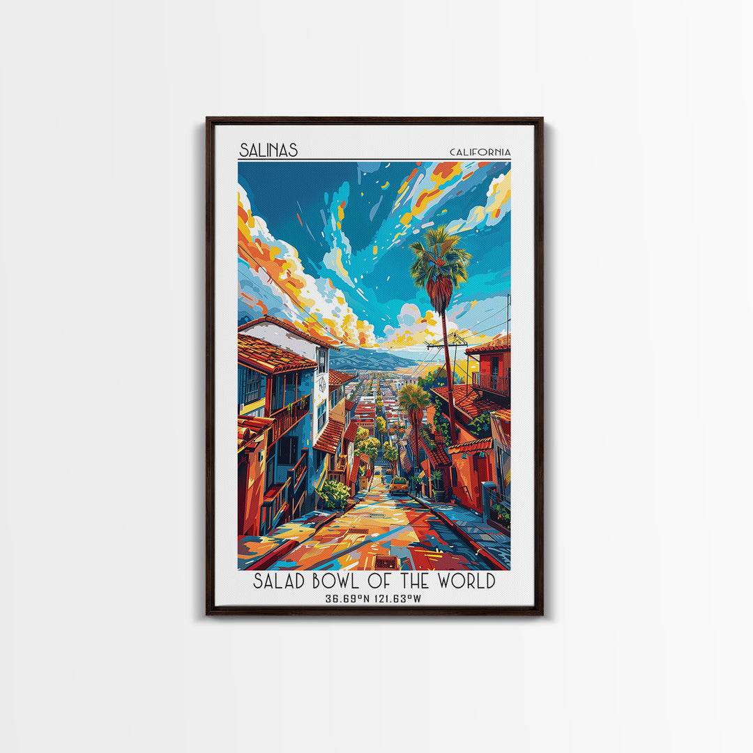 Salinas Travel Poster, Framed Canvas Print, Travel Wall Art, City Wall Art, Vintage Travel, Vintage Poster, Travel Prints, Art Print