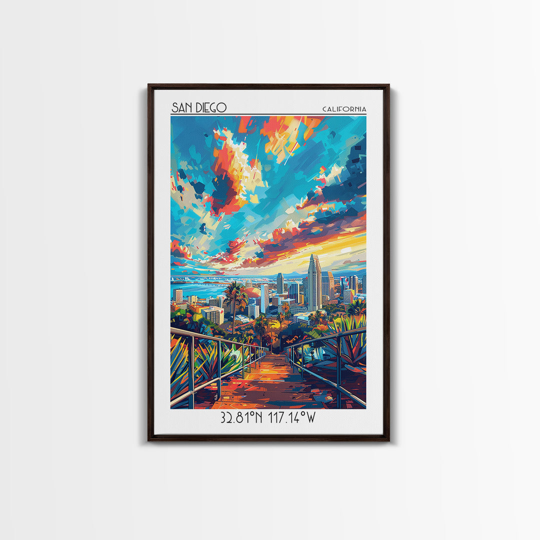 San Diego Travel Poster, Canvas Print, Travel Wall Art, City Wall Art, City Illustration, Art Print, Home Office Decor, Travel Decor