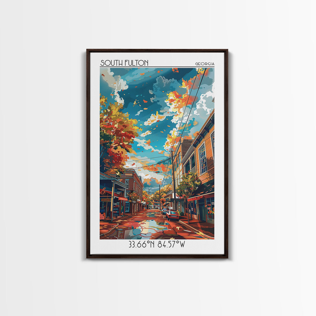 South Fulton Travel Poster, Framed Canvas Print, Retro Wall Art, Travel Print, Vintage Travel, Vintage Travel Art, Minimalist Poster