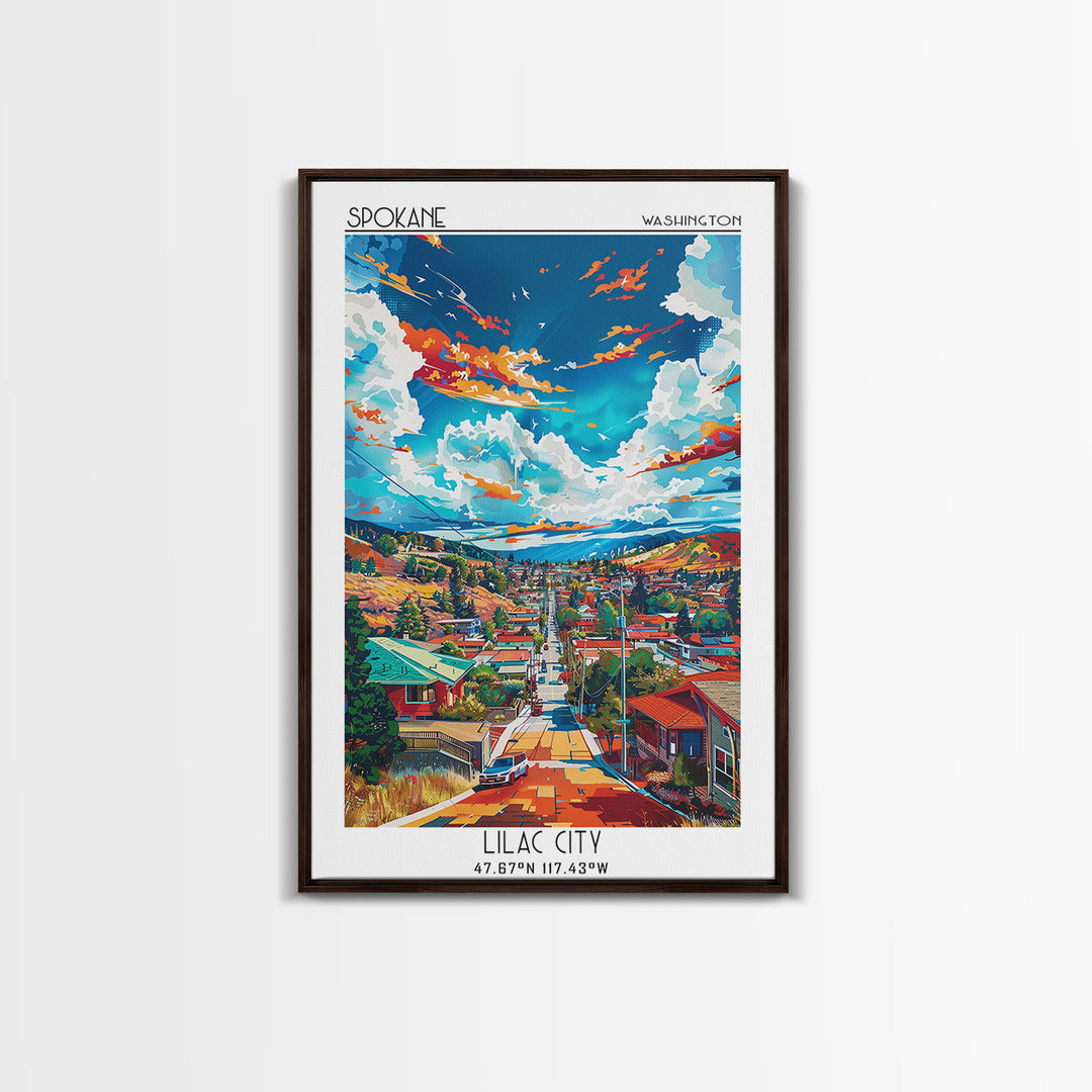 Spokane Valley Travel Poster, Framed Canvas Print, City Travel Poster, Travel Wall Decor, Fine Art Print, Travel Posters, Home Decor