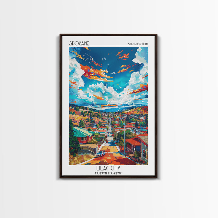 Spokane Valley Travel Poster, Framed Canvas Print, City Travel Poster, Travel Wall Decor, Fine Art Print, Travel Posters, Home Decor