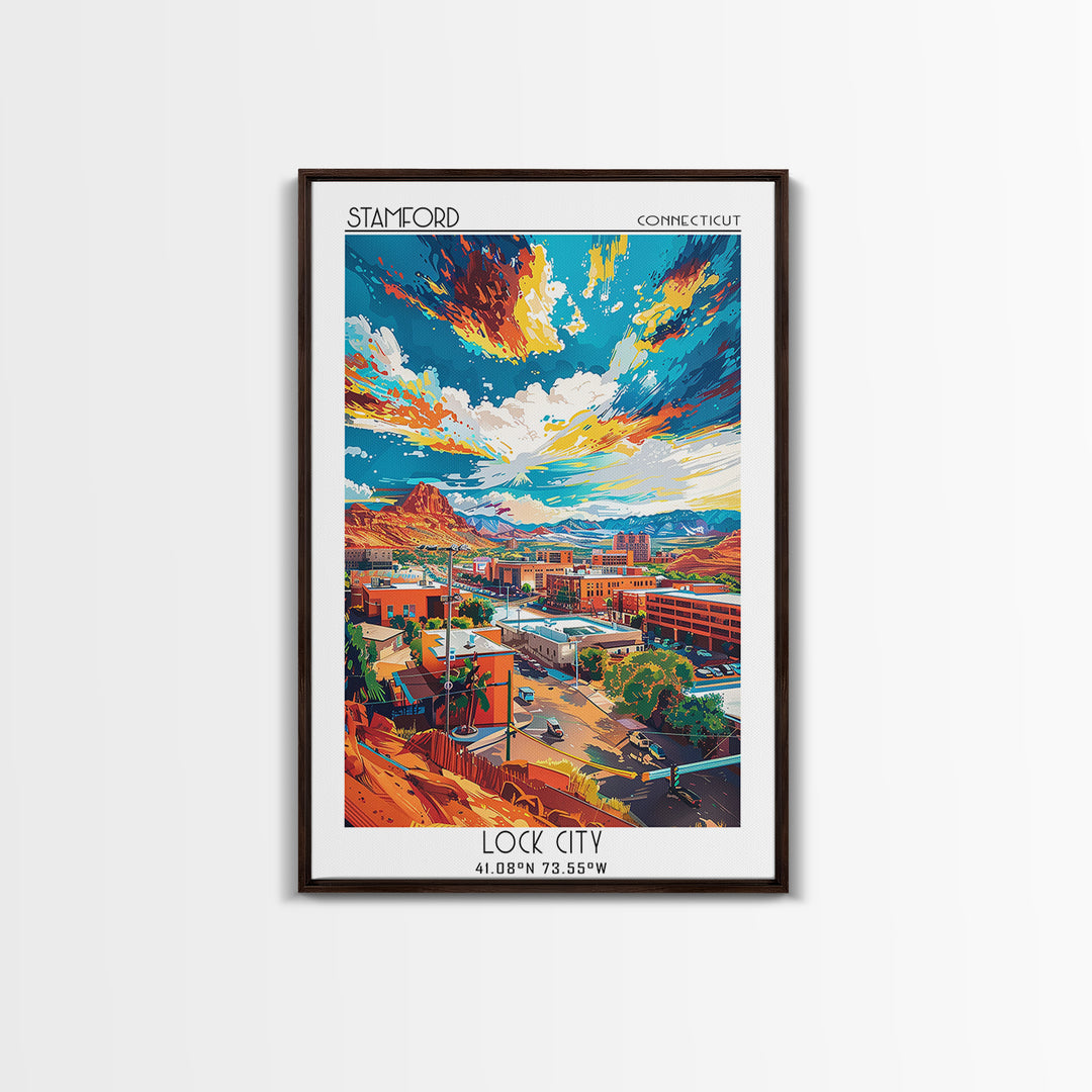St George Travel Poster, Framed Canvas Print, Travel Wall Art, City Wall Art, Gallery Wall Set, City Art Print, Watercolor Cityscape