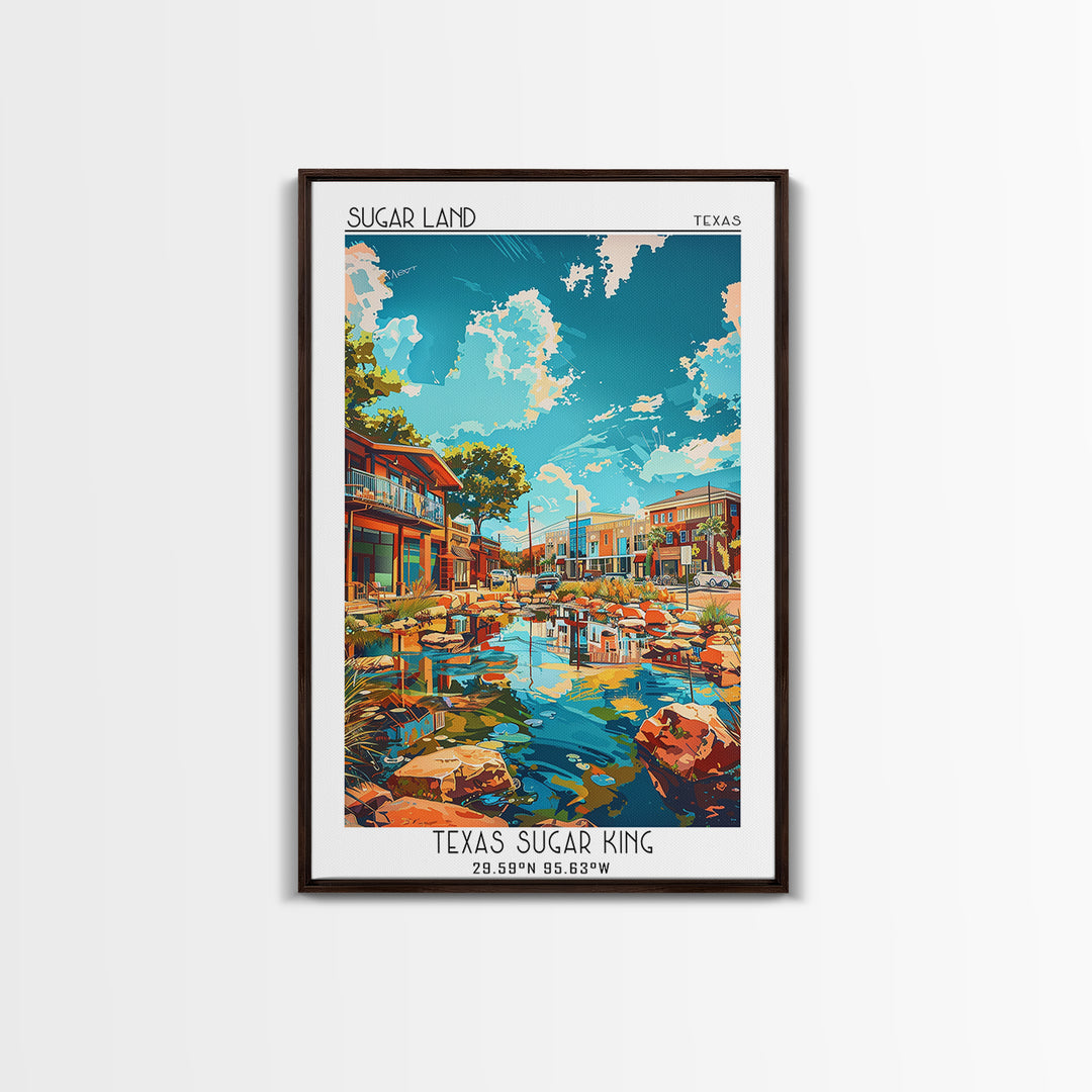 Sugar Land Travel Poster, Canvas Print, Retro Travel Poster, City Wall Art, City Art Print, Art Print, Landscape Art, Travel Posters