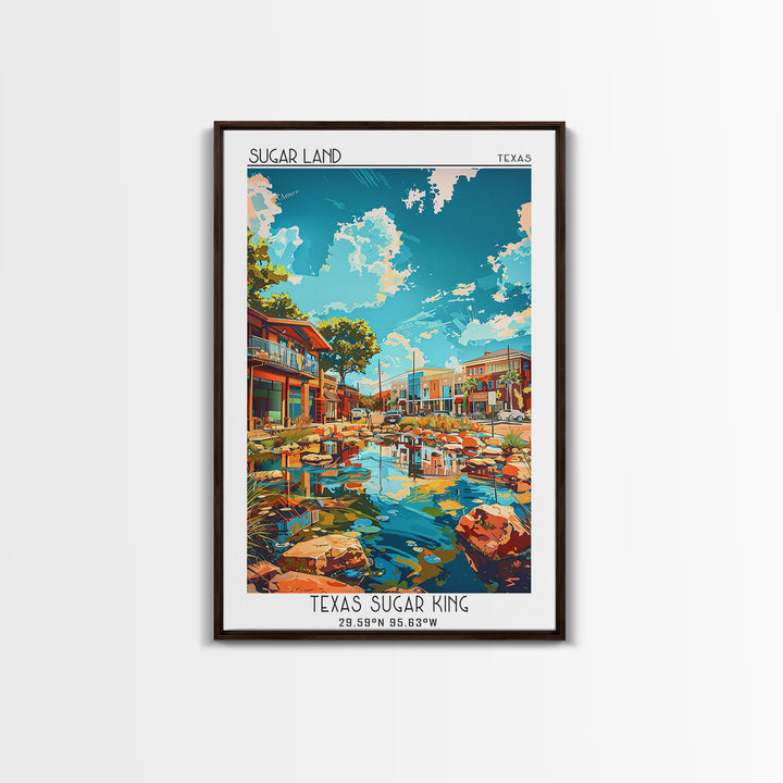 Sugar Land Travel Poster, Canvas Print, Retro Travel Poster, City Wall Art, City Art Print, Art Print, Landscape Art, Travel Posters