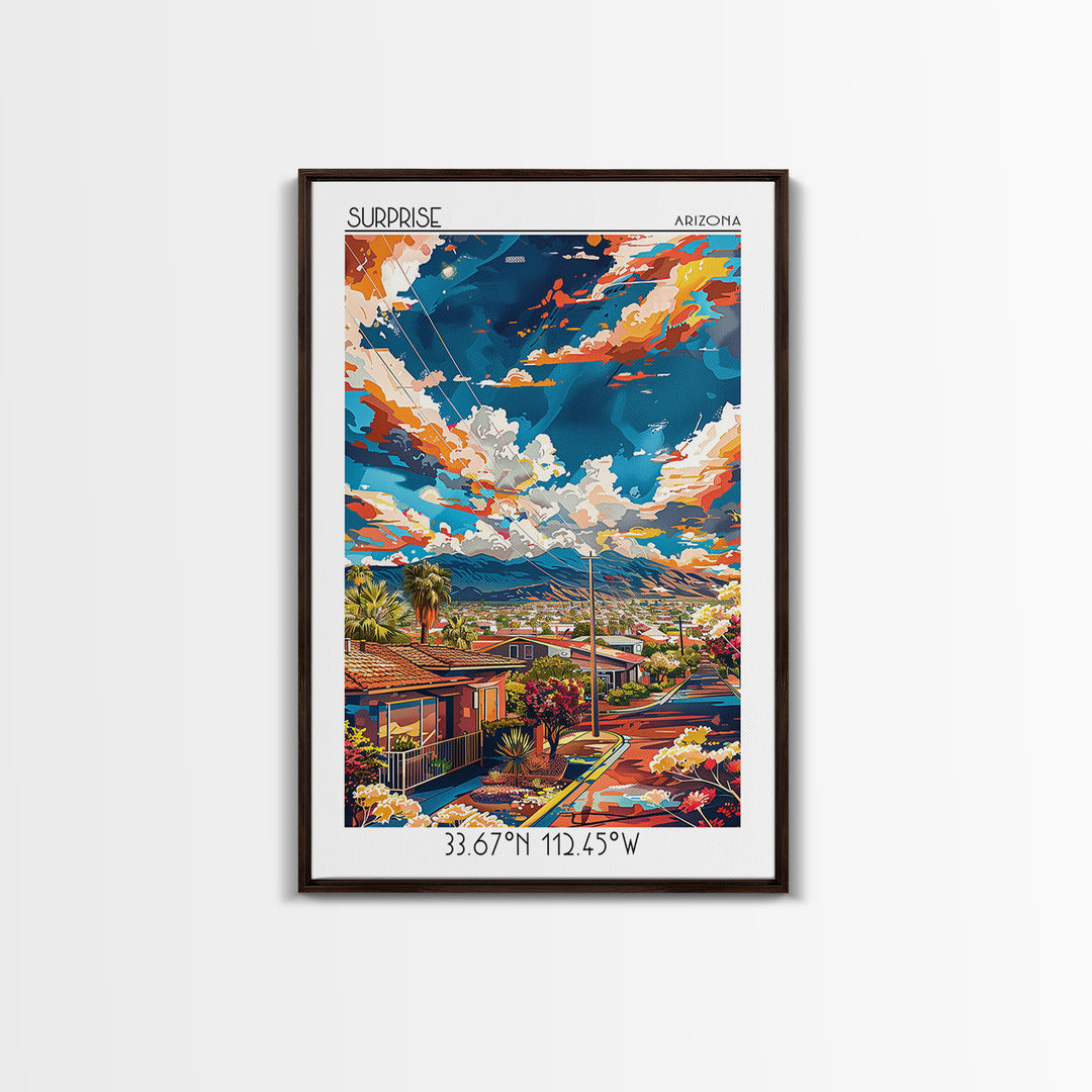 Surprise Travel Poster, Canvas Print, City Travel Poster, Travel Wall Art, City Illustration, Mid Century Wall Art, Gallery Wall Set