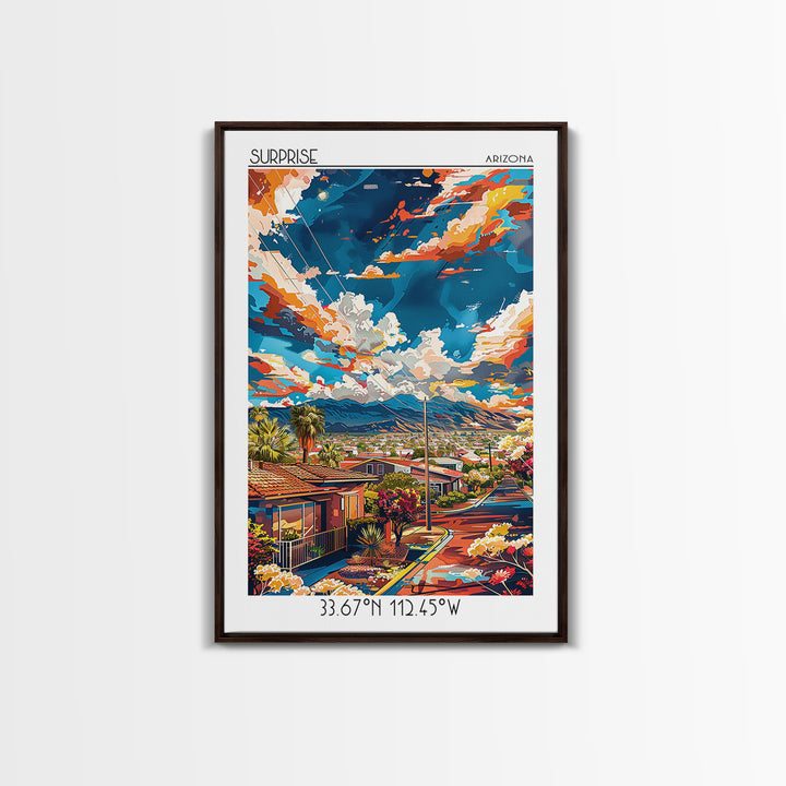 Surprise Travel Poster, Canvas Print, City Travel Poster, Travel Wall Art, City Illustration, Mid Century Wall Art, Gallery Wall Set