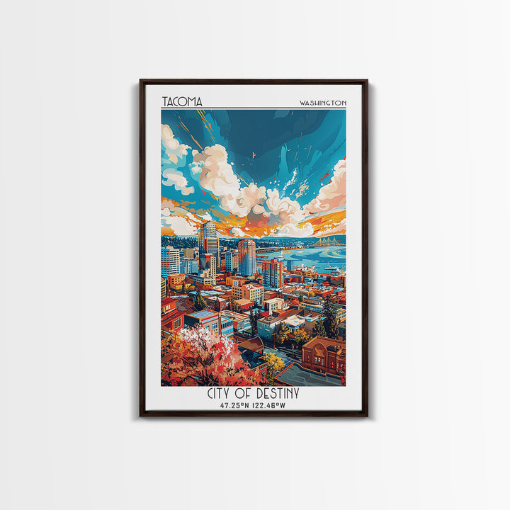 Tacoma Travel Poster, Framed Canvas Print, City Travel Poster, Travel Wall Art, Travel Art Print, Vintage Travel Art, Vintage Poster