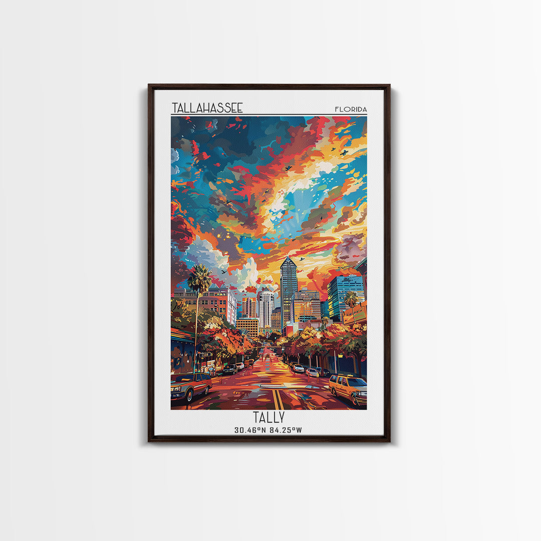 Tallahassee Travel Poster, Framed Canvas Print, City Art Print, Travel Wall Art, Modern Wall Decor, Travel Print, City Travel Poster
