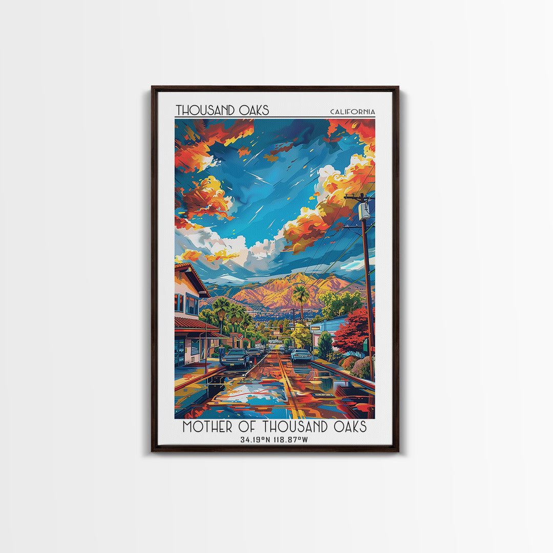 Thousand Oaks Travel Poster, Framed Canvas Print, City Travel Poster, Travel Wall Art, Art Print, Fine Art Print, Vintage Travel Art