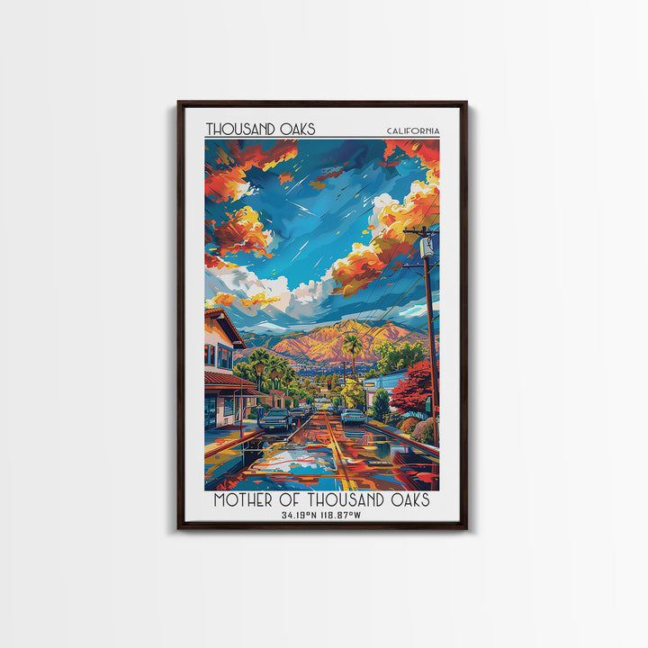 Thousand Oaks Travel Poster, Framed Canvas Print, City Travel Poster, Travel Wall Art, Art Print, Fine Art Print, Vintage Travel Art