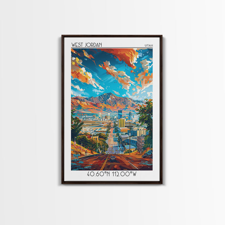 West Jordan Travel Poster, Canvas Print, City Travel Poster, Travel Wall Art, Gallery Wall Set, Vintage Travel, Vintage Travel Print
