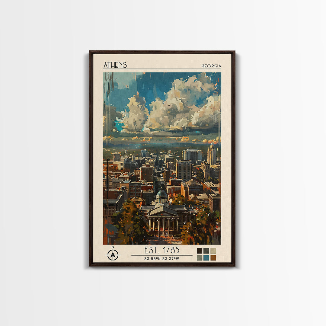 Athens Travel Poster, Canvas Print, City Travel Poster, Vintage City Poster, Mid Century Wall Art, City Illustration, City Art Print