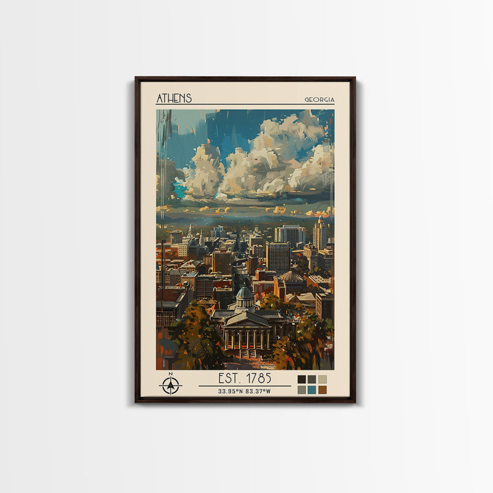 Athens Travel Poster, Canvas Print, City Travel Poster, Vintage City Poster, Mid Century Wall Art, City Illustration, City Art Print