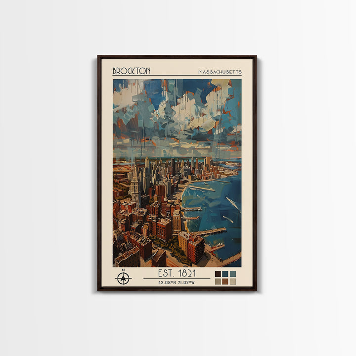 Brockton Travel Poster, Canvas Print, Travel Wall Art, City Wall Art, Wanderlust Gift, Fine Art Print, Wall Art, Vintage City Poster