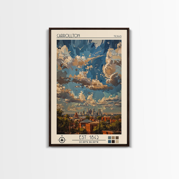 Carrollton Travel Poster, Framed Canvas Print, Travel Prints, Landscape Art, Vintage City Poster, Vintage Travel Print, Poster Print