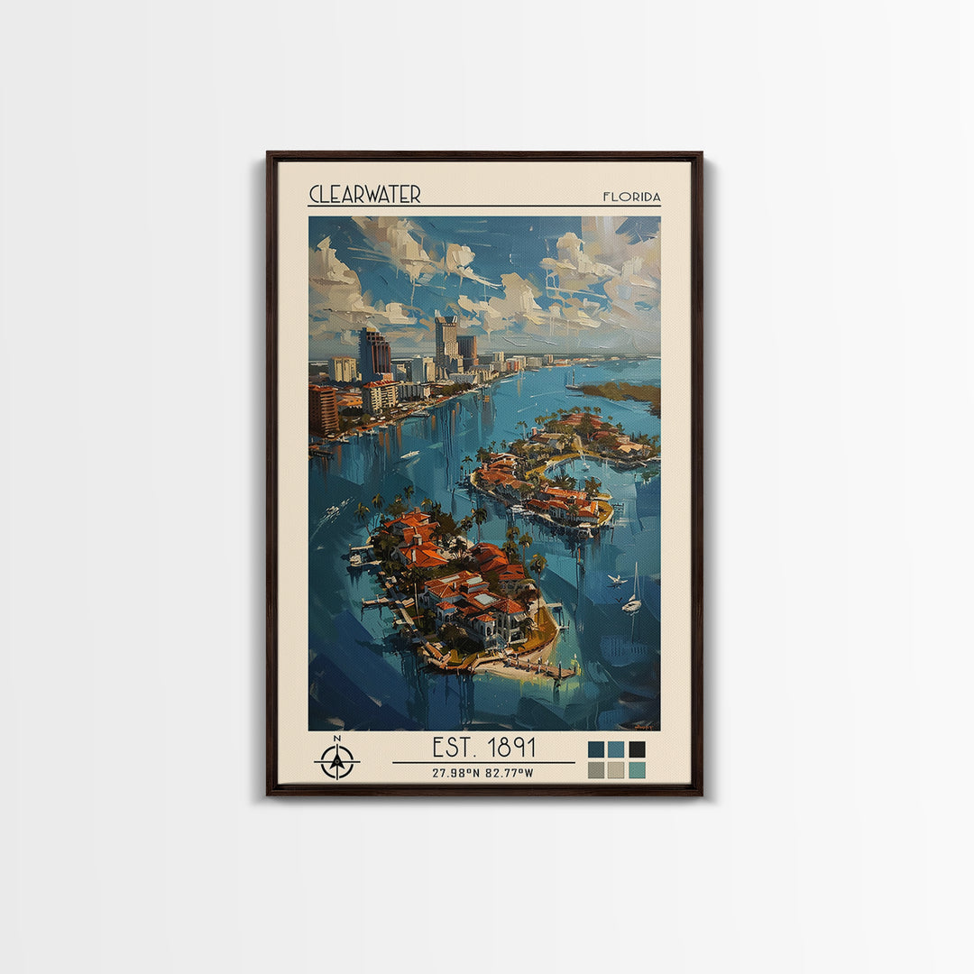 Clearwater Travel Poster, Canvas Print, Travel Art Print, Modern Wall Decor, Colorful Wall Art, Retro Travel Print, Gallery Wall Set