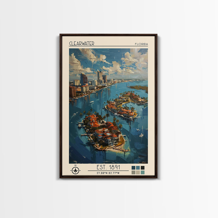 Clearwater Travel Poster, Canvas Print, Travel Art Print, Modern Wall Decor, Colorful Wall Art, Retro Travel Print, Gallery Wall Set