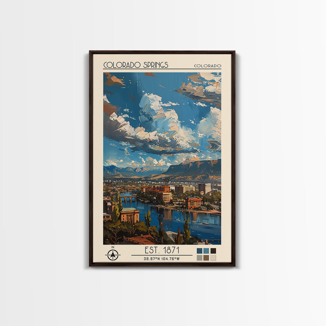 Colorado Springs Travel Poster, Canvas Print, City Art Print, Travel Wall Art, Colorful Wall Art, City Travel Poster, Retro Wall Art