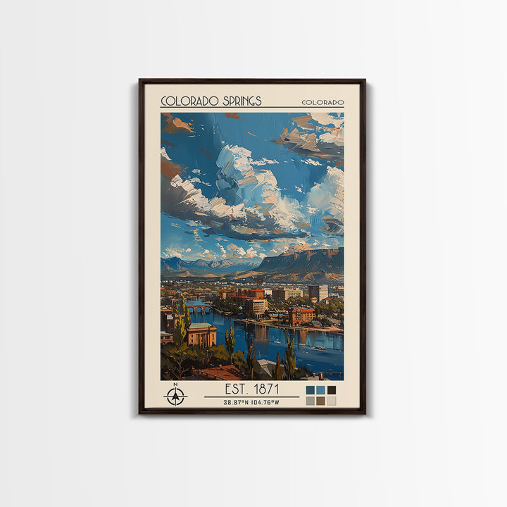 Colorado Springs Travel Poster, Canvas Print, City Art Print, Travel Wall Art, Colorful Wall Art, City Travel Poster, Retro Wall Art