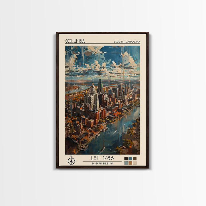 Columbia Travel Poster, Canvas Print, Travel Wall Art, City Wall Art, Poster Art, Travel Art Print, City Illustration, Travel Prints