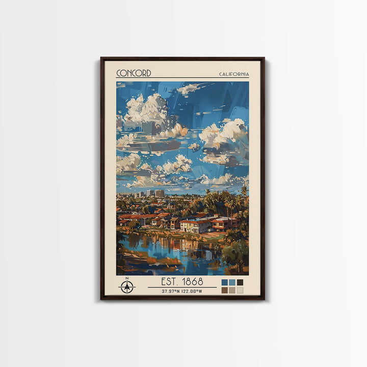 Concord Travel Poster, Framed Canvas Print, City Travel Poster, Travel Wall Art, Living Room Wall Art, Landscape Art, City Art Print