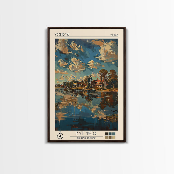 Conroe Travel Poster, Canvas Print, Retro Wall Art, Travel Print, Mid Century Wall Art, Vintage Travel, Poster Art, Travel Art Print