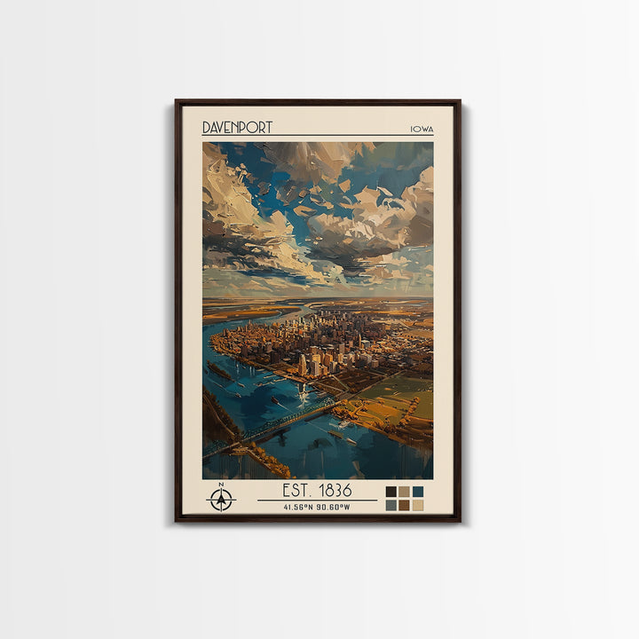 Davenport Travel Poster, Framed Canvas Print, Poster Print, Travel Wall Art, Retro Travel Poster, Wanderlust Gift, Minimalist Poster