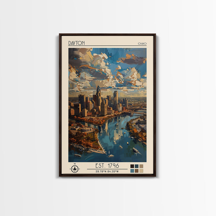 Dayton Travel Poster, Canvas Print, Travel Wall Art, City Wall Art, Colorful Wall Art, Travel Prints, Home Decor, City Travel Poster