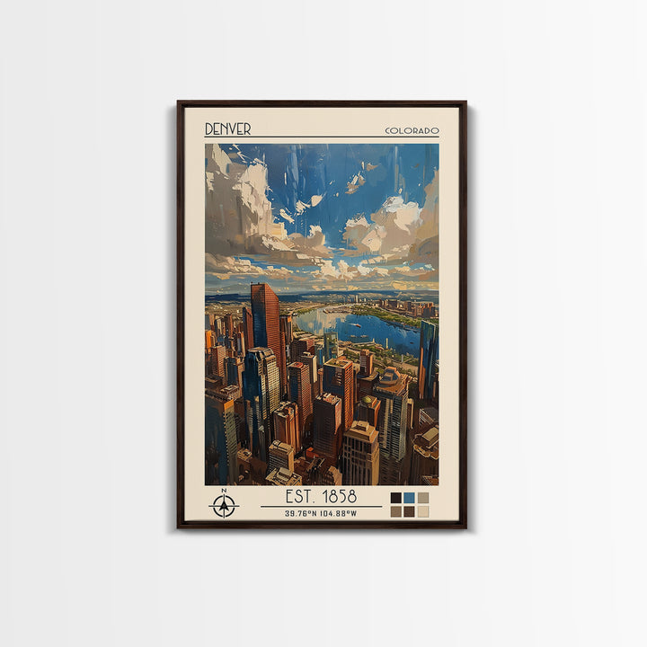 Denver Travel Poster, Framed Canvas Print, City Travel Poster, Travel Wall Art, City Art Print, Minimalist Poster, Home Office Decor