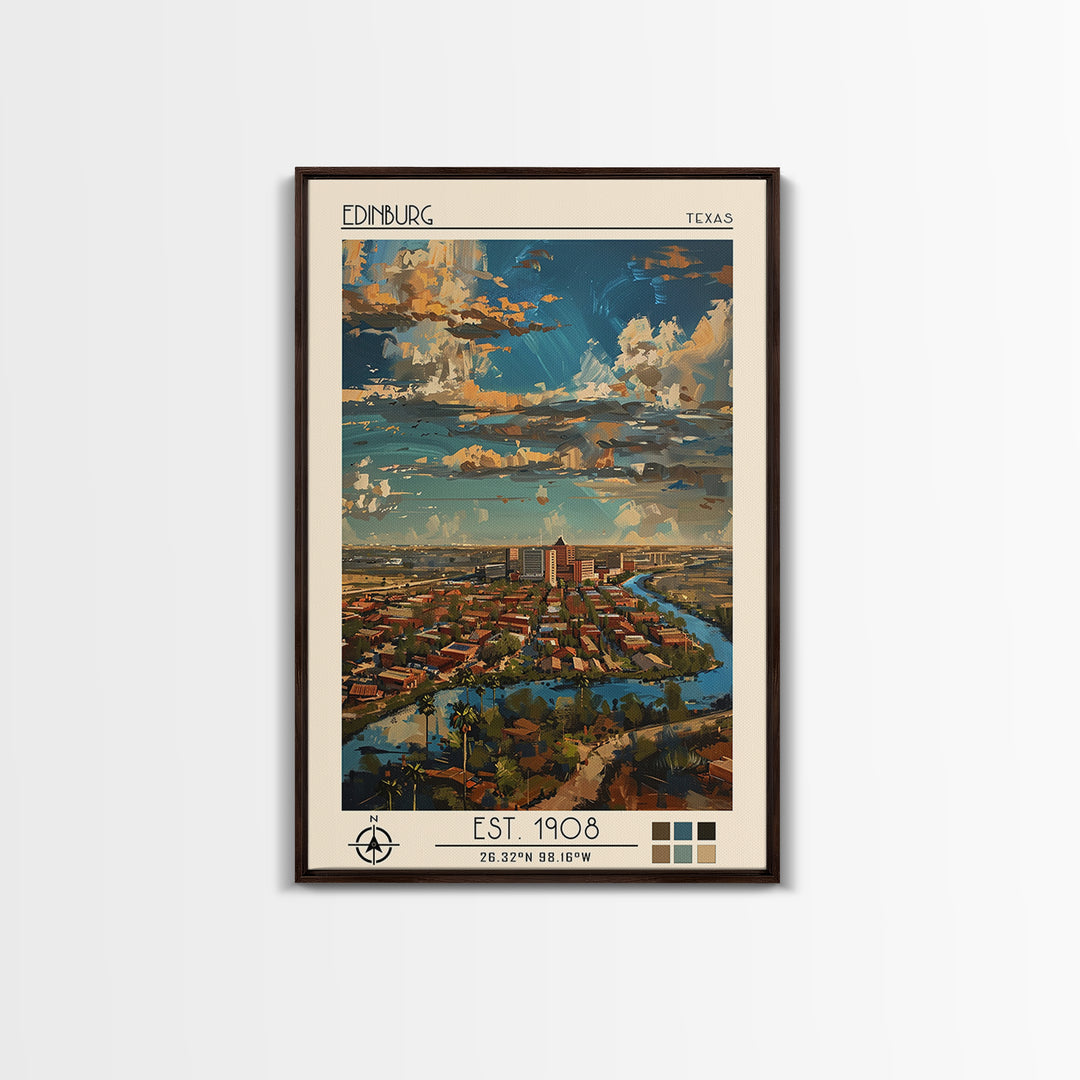 Edinburg Travel Poster, Framed Canvas Print, City Art Print, Travel Wall Art, Landscape Art, City Travel Poster, Vintage City Poster