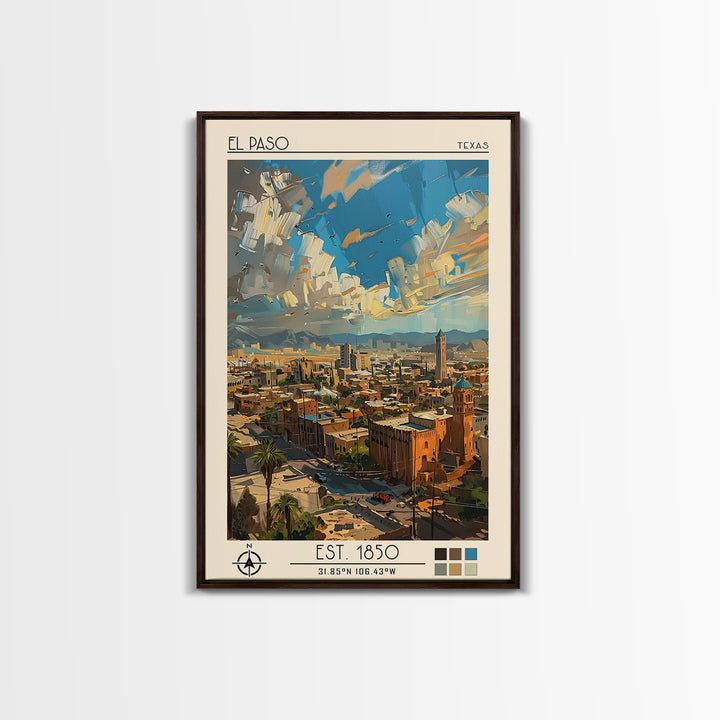 El Paso Travel Poster, Canvas Print, City Travel Poster, Vintage City Poster, Vintage Travel Art, Living Room Wall Art, Poster Print