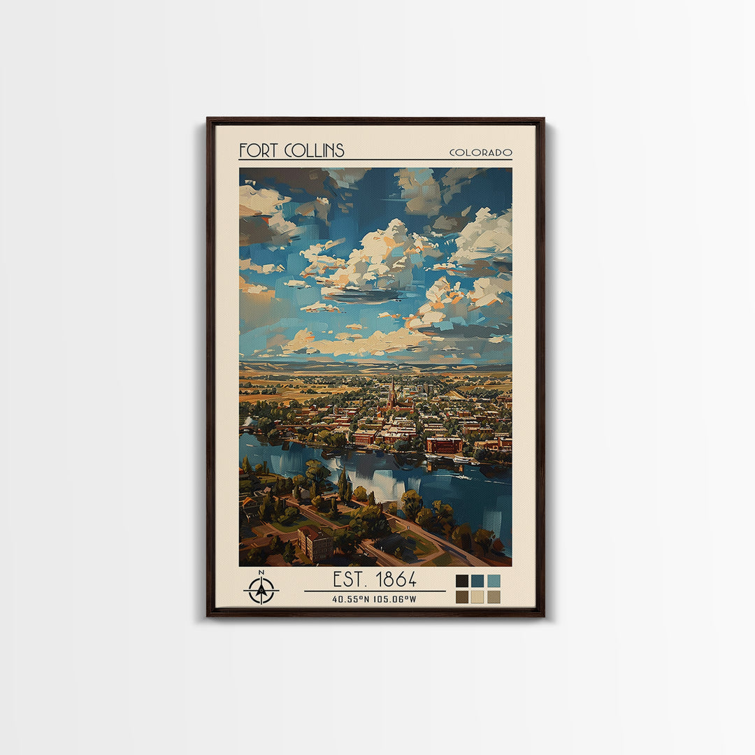 Fort Collins Travel Poster, Canvas Print, City Travel Poster, Travel Wall Decor, Modern Wall Decor, Gallery Wall Set, City Art Print
