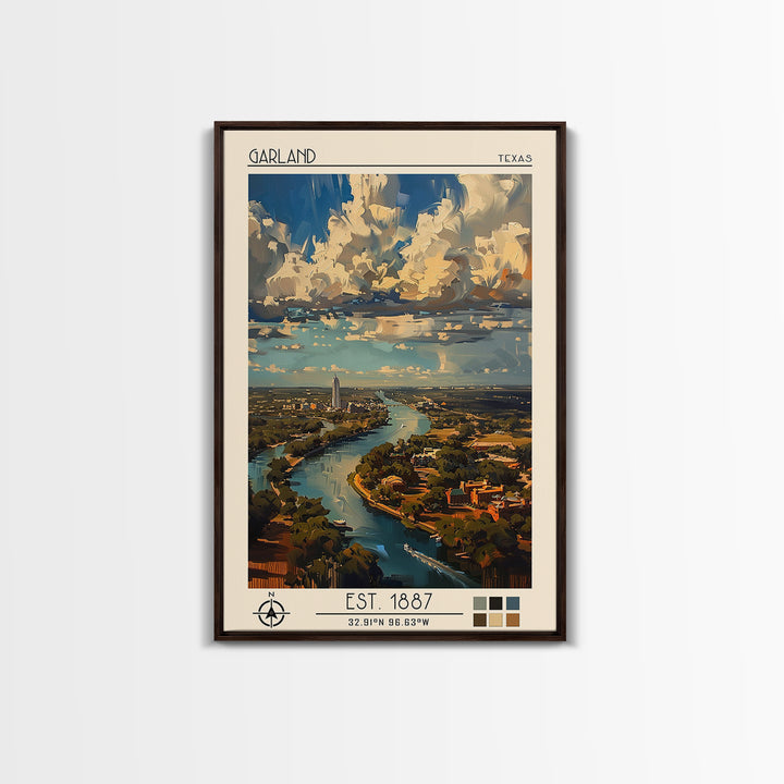Garland Travel Poster, Framed Canvas Print, Retro Wall Art, Travel Print, Travel Wall Art, Home Office Decor, Wall Art, Poster Print