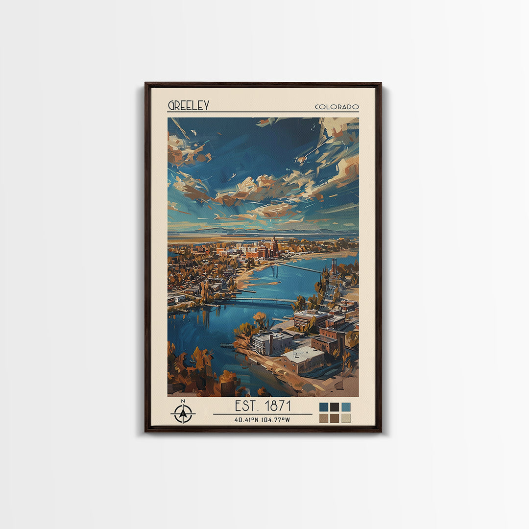 Greeley Travel Poster, Canvas Print, Travel Art Print, Modern Wall Decor, Travel Prints, City Art Print, Travel Wall Decor, Wall Art